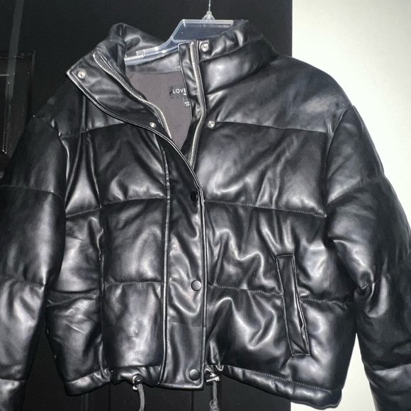 Love Tree Pleather Black Quilted Jacket - Picture 1 of 2